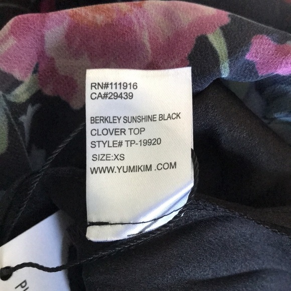 YUMK KIM Berkeley Sunshine Clover Black Floral Blouse Size XS - Picture 7 of 11